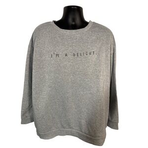 Shein Womens 4XL Gray I'm‎ a Delight Graphic Pullover Long Sleeve Sweatshirt